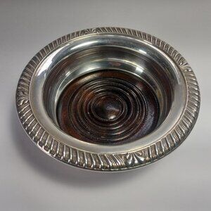 Wine Coaster Antique Made in England by Apex Walnut Silverplated Felted Base